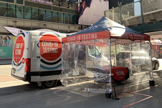 COVID-19 testing site in Times Square, January 26th, 2022